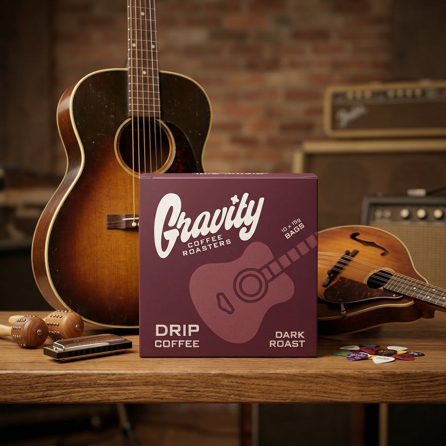 Gravity Coffee dark roast drip coffee box – 10 convenient pour-over pouches, café-quality coffee on the go