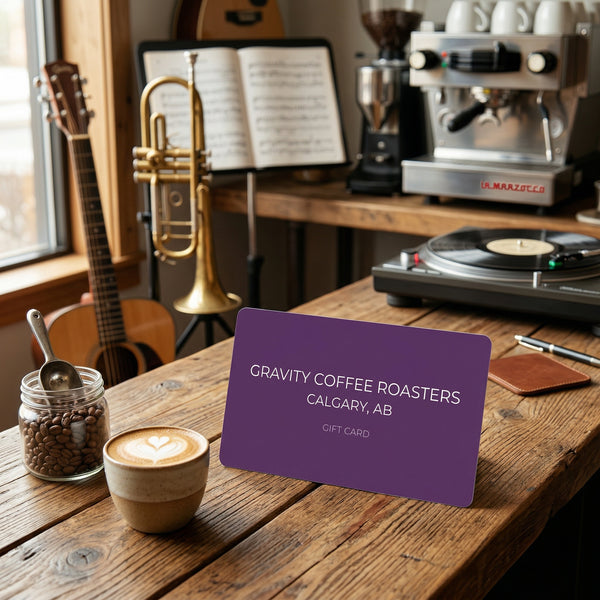 Gravity Coffee physical gift card – redeemable in-store at Gravity Café Calgary locations