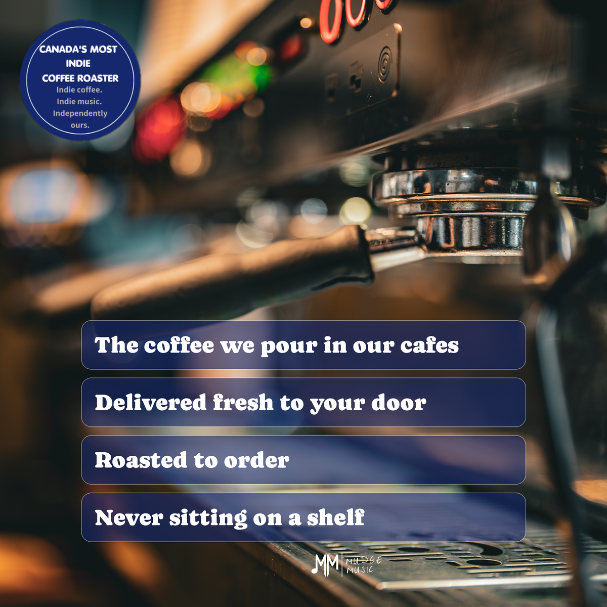 The coffee we pour in our cafes, delivered fresh to your door. Roasted to order, never sitting on a shelf.